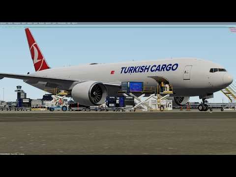 [P3Dv5] | Amsterdam (EHAM) | Boeing 777F Turkish cargo startup and takeoff