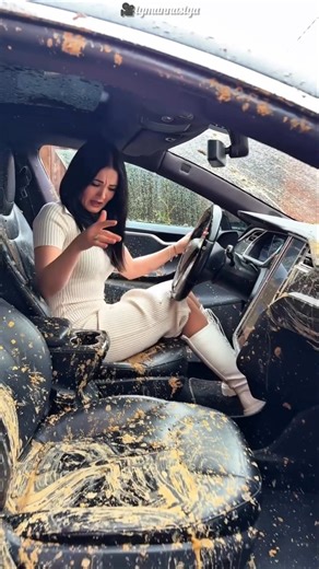 How did this girl's car get so dirty? #shortsvideo