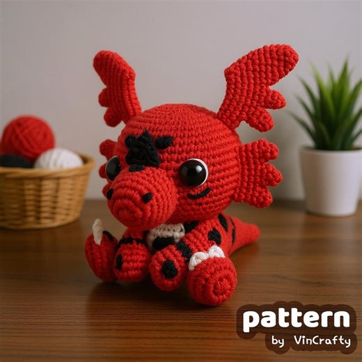Fire Dinosaur Amigurumi Crochet Pattern PDF, Digital Download, Vincrafty, US Terms - Etsy Canada