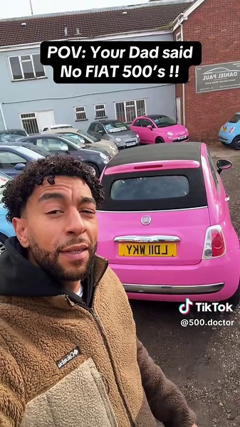 Shes what i #want but not what i #need 😂😂 Fiat 500 #barbie #pink convertible, 96k, limited edition, £3995 #creatorsearchinsights