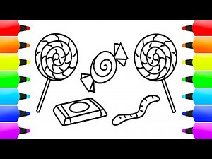 Candy coloring pages for kids and toddlers 🍭🍭🍭