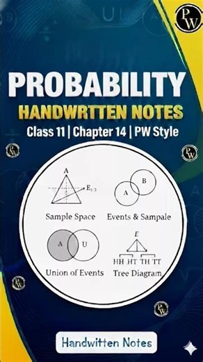 class 11 math chapter 14 probability pw handwritten notes ll pw handwritten notes probability ll #no