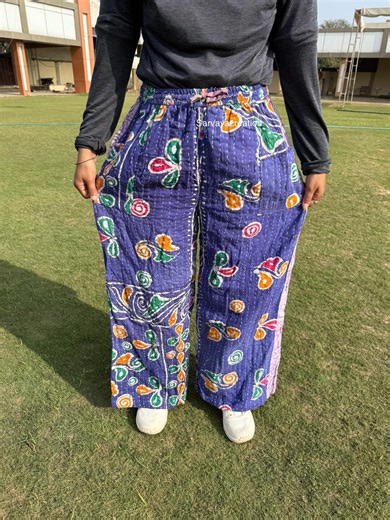 Vintage Cotton Patchwork Kantha Pants Boho Hippie Wide Leg Trousers Reversible Lounge Yoga Casual Palazzo Pants - Etsy