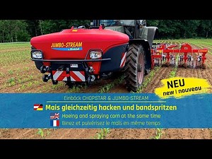 Band spraying & hoeing of corn | JUMBO-STREAM fronttank & CHOPSTAR row hoe by EINBÖCK