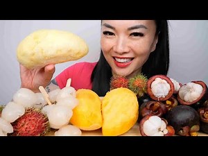 DURIAN + MANGO + RAMBUTAN + MANGOSTEEN (ASMR FRESH FRUITS) LIGHT WHISPERS | SAS-ASMR