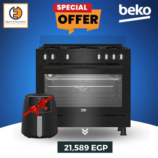 -Contact us: 01066850555 -Free Shipping -Installments: Contact - Blnk - Valu- Fawry -Banks: CIB- NBE - Bank Misr - Emirates NBD - Bank Audi -Offer Price: 21,589 EGP -Brand: Beko -Model Name: GGR 15115 DX NB -Color: Black -Cooker Type: Gas Cookers -Number of Burners: 5 -Installation Type: Free-standing -Holders Material: Cast Iron Holders -Knobs Material: Plastic -Oven Light: Yes -Self Ignition: Yes -With Grill: Yes -Timer: Mechanic -Warranty: 5 Years Air fryer Gift: -Brand: Beko -Model Number: F