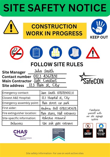 Construction Site Safety Signage Pack – Editable Signs, Site Board & Sign-in Register - Etsy Australia