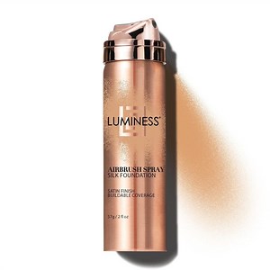 LUMINESS Silk Airbrush Spray Foundation - Full Coverage Foundation - Formula Hydrates & Moisturizes with Hyaluronic Acid, Aloe Vera & Hydrolyzed Silk (Shade - Light Warm)