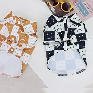 Dog Clothes Summer Small Dog Shirts Soft Breathable Cotton Puppy T Shirt Pet Clothing Dog Shirts Smiley Face Pattern Polo Apparel T-Shirt for Small Dogs Cats Puppy for Small Pet (Black, S)