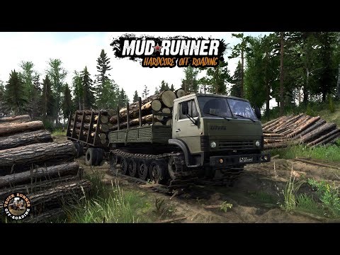 TRACKED RUSSIAN KAMAZ-4310 CARRYING HEAVY LOGS THROUGH DEEP MUD | Mudrunner