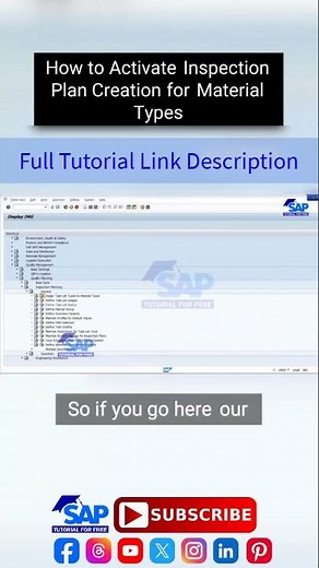 How to Activate Inspection Plan Creation for Material Types | SAP QM Configuration | SAP Tutorial