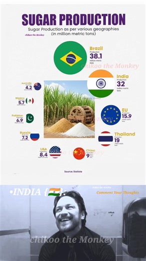 India vs Brazil: Who is the Sugar King? | Global Sugar Production 2023 Revealed! 🍬