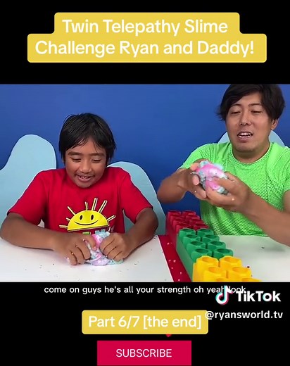 Twin Telepathy Slime Challenge Ryan and Daddy! #ryansworld #diy