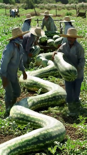 Farmers harvest long watermelons #smartfarming #organicfarming #gardeningtips #farming