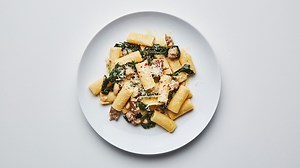 Rigatoni with Sausage, Beans, and Greens