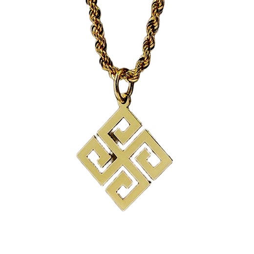 Endless Knot Brass Pendant Necklace | Gold Tone Geometric Charm, 18 Inch Chain - Etsy