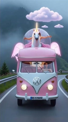 Dreamy Unicorn Camper Van 🦄✨ | Magical Pink Luxury Vehicle of Dreams! #shorts #aivideo2k25