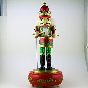 13" Musical Nutcracker Wooden Music Puppet Box w/Drums