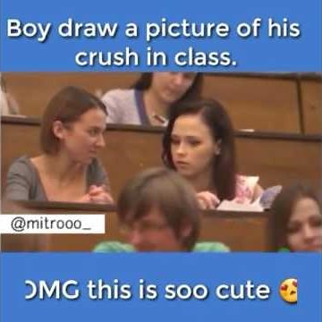 Boy draw a picture of her crush