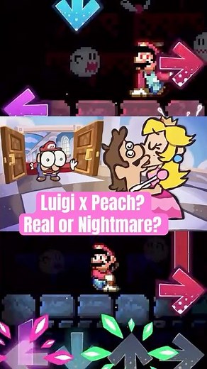 Peach x Luigi? Princess Peach Cheating? - FNF Mario Style Mod| Gameplay vs Animation #fnf #mario