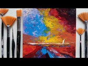 Vibrant Abstract Landscape Tutorial 🎨 Step by Step with Palette Knife & Brush #arttutorial #impasto