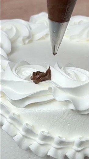 🍫 Amazing White Rosette Birthday Cake with Chocolate Accent Roses — Happy Birthday Design