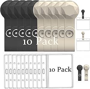 10 Pack Strong Magnetic Badge Holder Kit Clear Horizontal ID Card Tag Holder Name Badge Holder Suitable for Daily Conventions Exhibitors Events