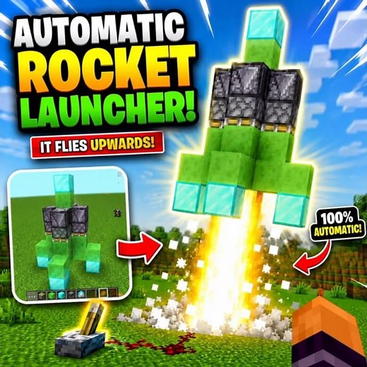 🚀 Minecraft Automatic Rocket Launcher Build! 🤯 | Redstone Flying Machine Tutorial #shorts