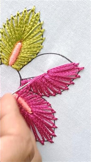 Rainbow 🌈 Flower 🌸 basic Lazy daisy stitch Hand Embroidery 🪡 #embroidery #handembroidery #trending
