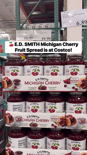 🍒 @e.d.smithfoods Michigan Cherry Fruit Spread is at Costco! #MichiganCherryPartner This delicious fruit spread is made with premium, locally grown Michigan cherries…you can definitely taste the high quality in every jar! 😋 I LOVE this spread— I enjoy it on toast & cheese, but it’s also great as a filling or glaze! You can find it NOW in select Michigan Costco locations, and hopefully more soon! Comment below where you’d love to see this next 👇🏼 | Costco Buys