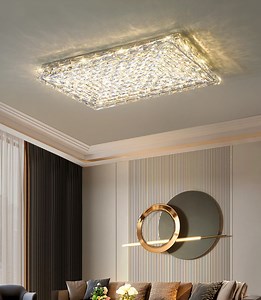 [Hot Item] Rectangle LED K9 Crystal Ceiling Lamp for Living Room Bedroom Decoration Modern Luxury Ceiling Lights