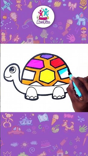How to Draw a Colorful Turtle 🐢 #shorts #easydrawing #chikiartbrazil