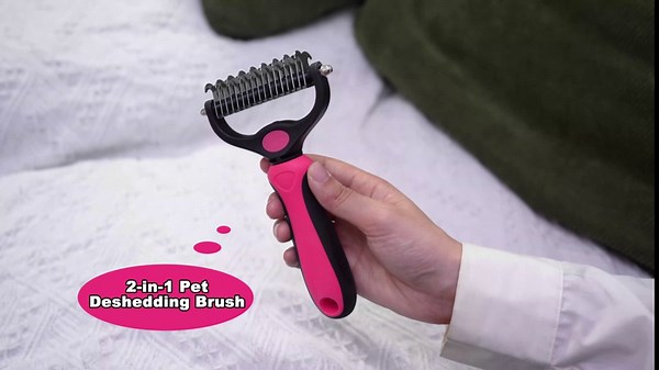 releitive Dog Grooming Kit 6 PCS - Double Sided Dog Shedding Brush | Cat Nail Clipper and File | Grooming Comb Set for Pet (Red)