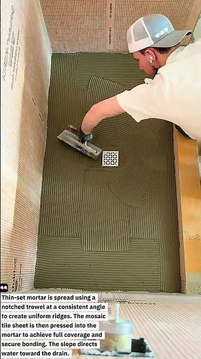 How to Install Mosaic Tile Shower Floor | Perfect Mortar Trowel Technique