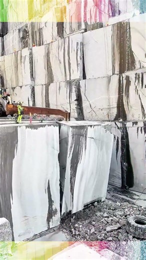 Massive Marble Block Drop: Heavy Machinery in Action #MarbleQuarry #Excavator #Satisfying #Shorts