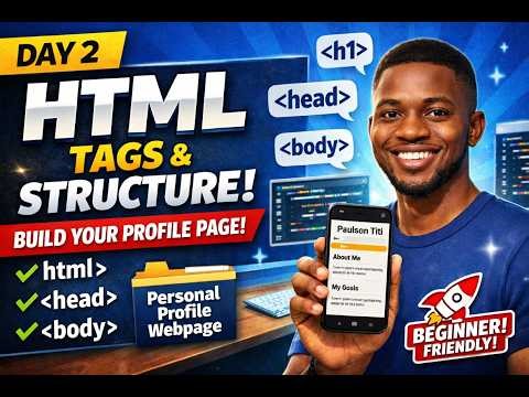 Day 2 - Day 30: HTML Tags & Structure Tutorial | Learn With Phone | Build Personal Profile Webpage