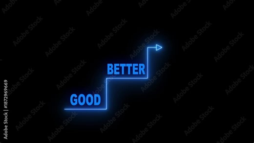 highlight staircase progress from good to better to best, continuous improvement small steps to success, step by step growth. business goals achievements. 4k video animation
