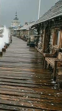 Heavy Rain, Ocean Waves & Distant Thunder | Storm Pier Ambience for Sleep & Relax