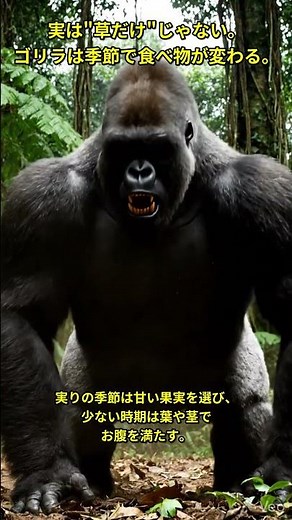 ゴリラの食事は合理的🦍 #雑学#ゴリラ