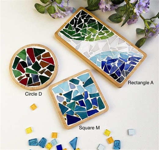 Diy Mosaic Coaster Craft Kits for Adults Kids Teenagers Make Your Own Coaster Tray Trivet Kit Arts and Crafts Project Glass Tile Kit - Etsy