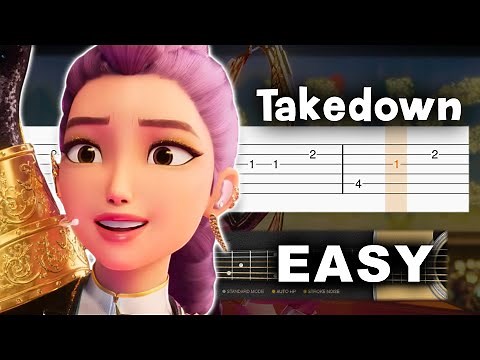 TAKEDOWN - KPop Demon Hunters - EASY Guitar tutorial (TAB)