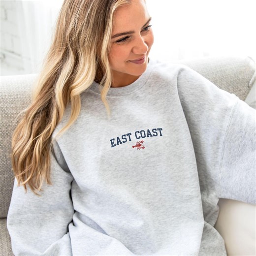 Embroidered East Coast Lobster Crewneck Sweatshirt | East Coast, Cape Cod, Boston, Hamptons| Coastal Aesthetic| Fisherman Aesthetic| G18EECL - Etsy