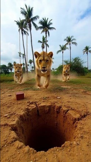 Lions Chasing a Gorilla #cartoon #animals