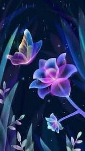 Blue neon forest flower love Animated