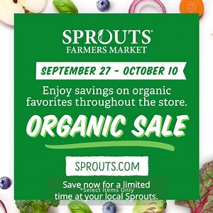 623 reactions · 81 shares | What's on the menu? Grab some of your family faves and save during our big organic sale. September 27 - October 10. | Sprouts Farmers Market | Facebook