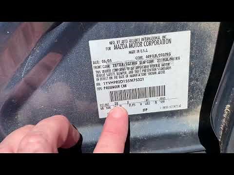 2003-2008 Mazda6 Paint Code Location