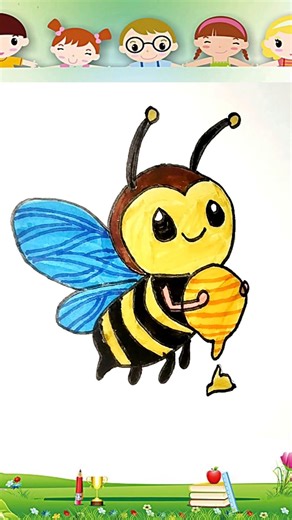 Cute Bee 🐝 with Honey 🍯 Easy Drawing #shorts #trending #honey #cute #drawing #art #like