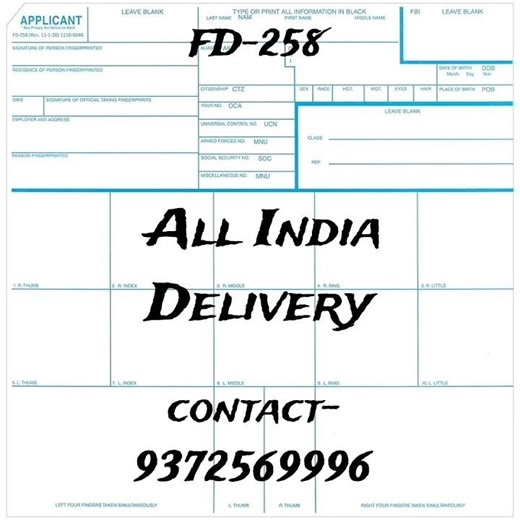 FD-258 fingerprint cards are now available for purchase in Mumbai,convenient delivery across India.