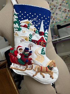 Handmade Bucilla Felt Christmas Stocking: Winter Twilight Sleigh Ride - Etsy