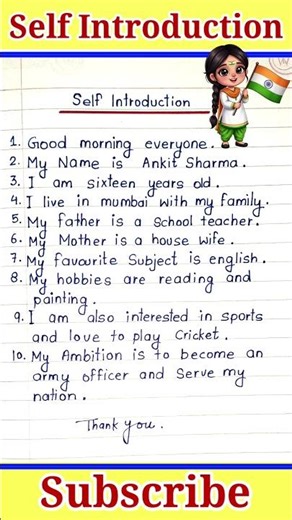 Self Introduction | myself in english | myself #intro #myself #shorts #viral